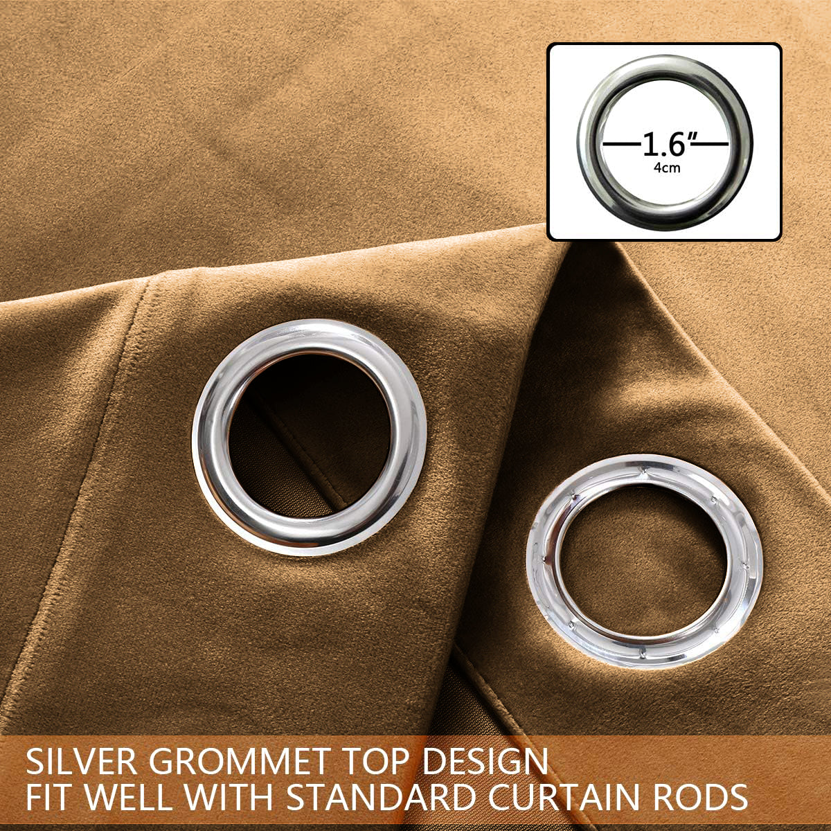 Set of 2 Room Darkening Solid Velvet Grommet Curtains