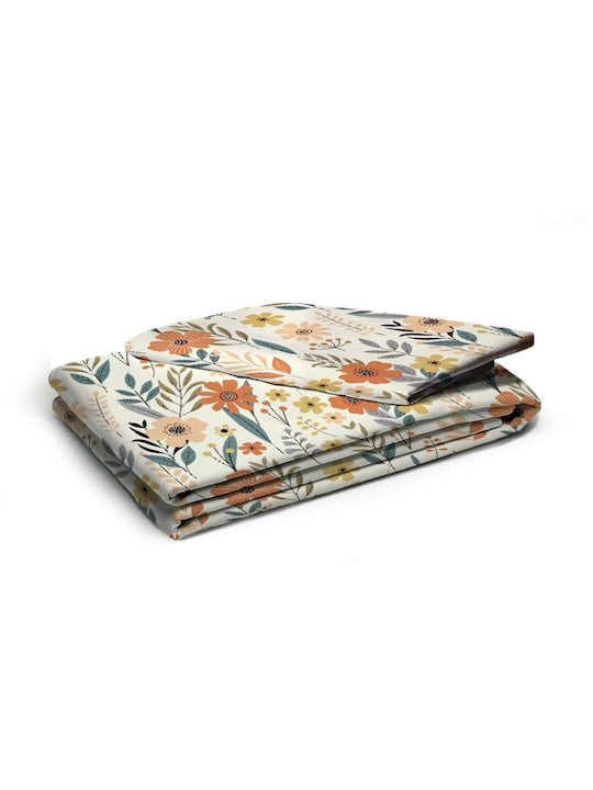 Premium Cream Floral Glace Cotton 300 TC King Bedsheet & 2 Pillow Covers
