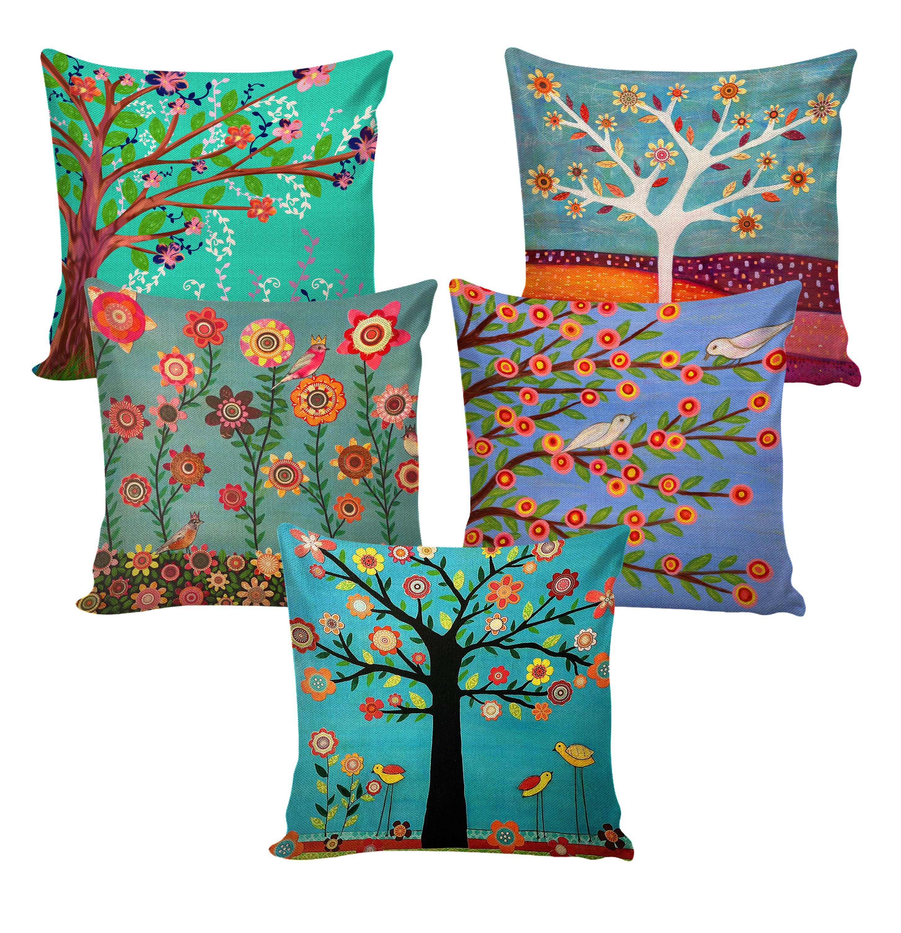 Set of 5 Jute Throw Pillow/Cushion Covers