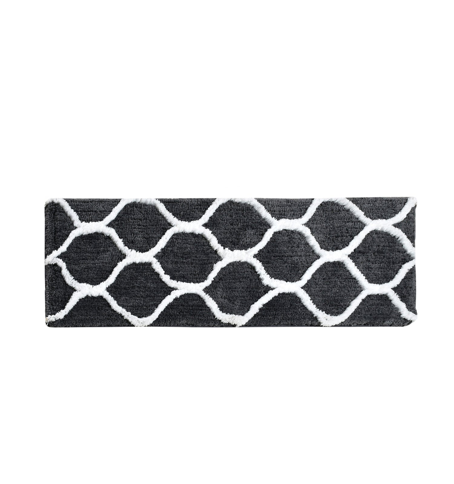 Soft Microfiber Abstract Swish Designer Anti Slip Runner, Grey