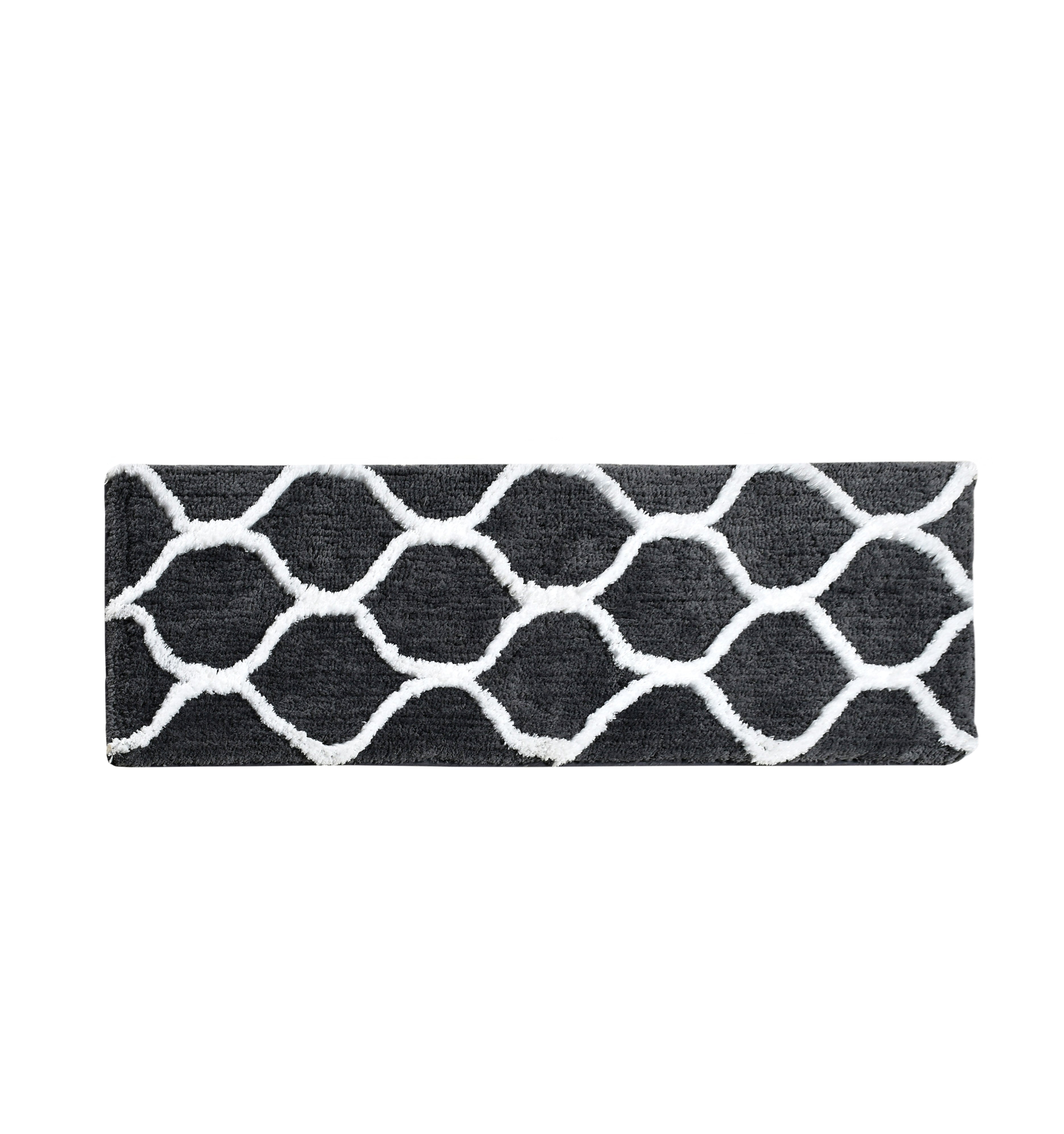 Soft Microfiber Abstract Swish Designer Anti Slip Runner, Grey