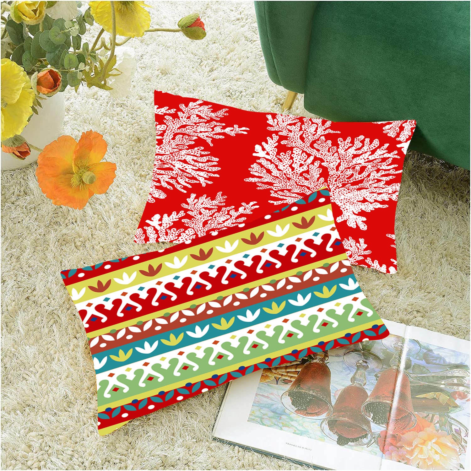 Set of 5 Jute Throw Pillow/Cushion Covers