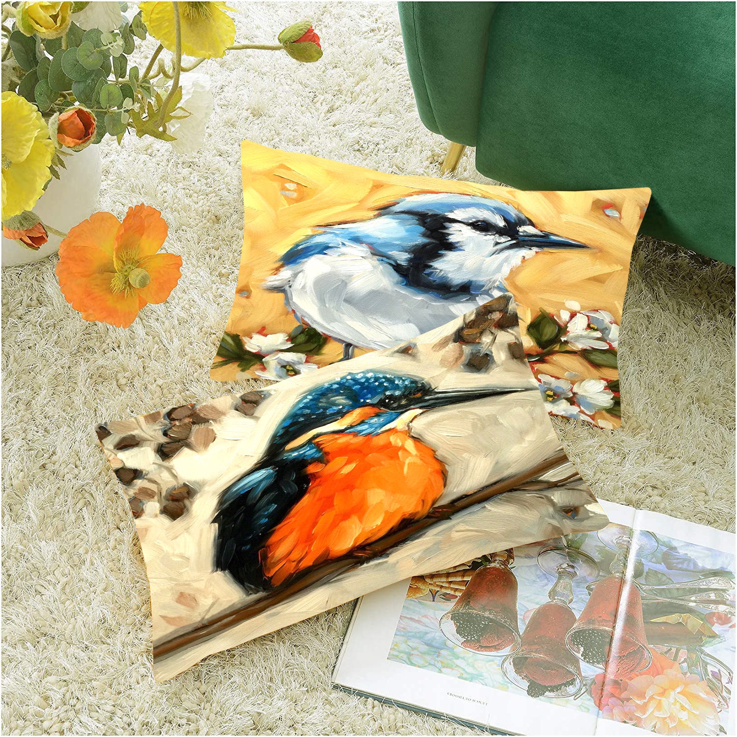 Set of 5 Decorative Hand Made Polyester Velvet Throw/Pillow Cushion Covers