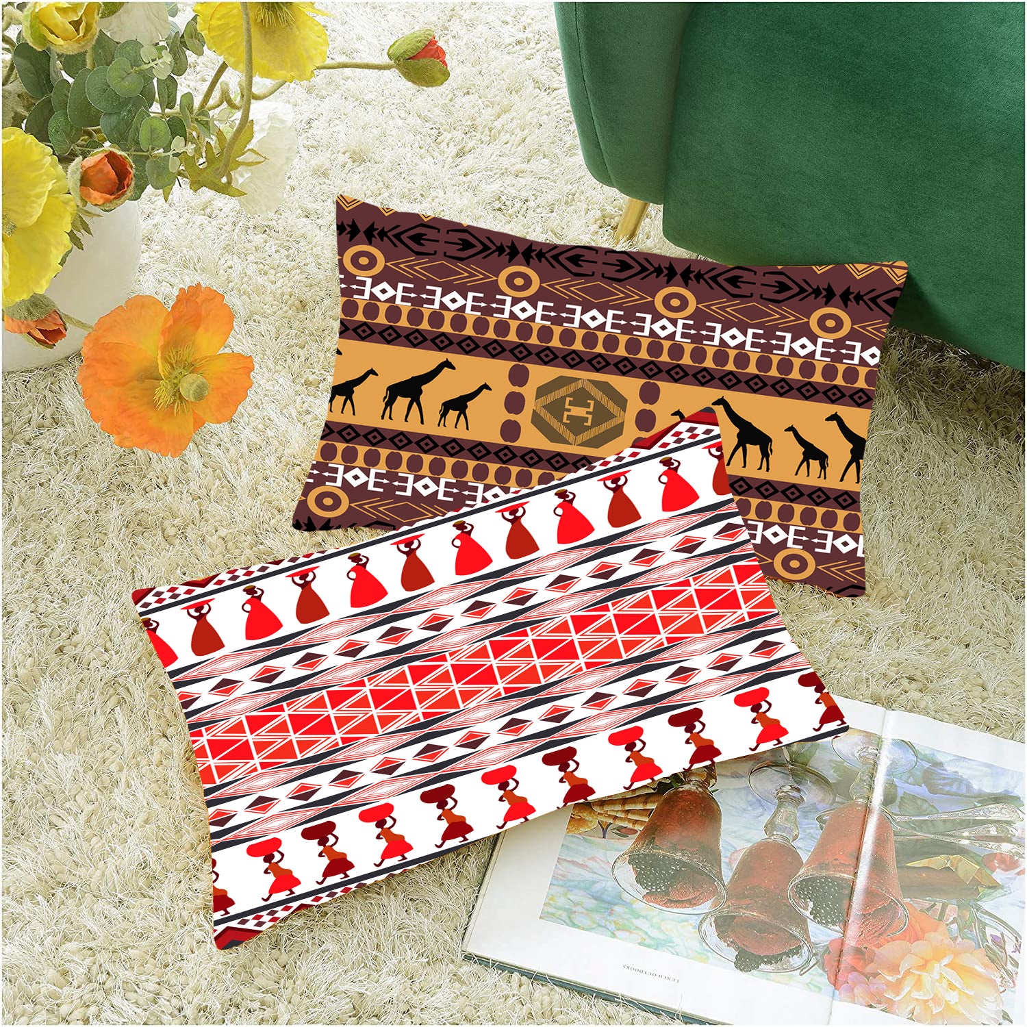 Set of 2 Jute Throw Pillow/Cushion Covers