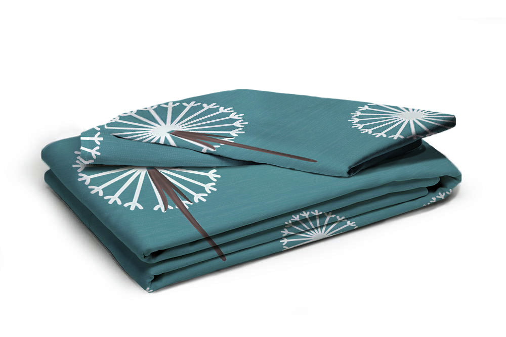 Premium Blue & Yellow Floral Glace Cotton 300 TC King Bedsheet with 2 Pillow Covers