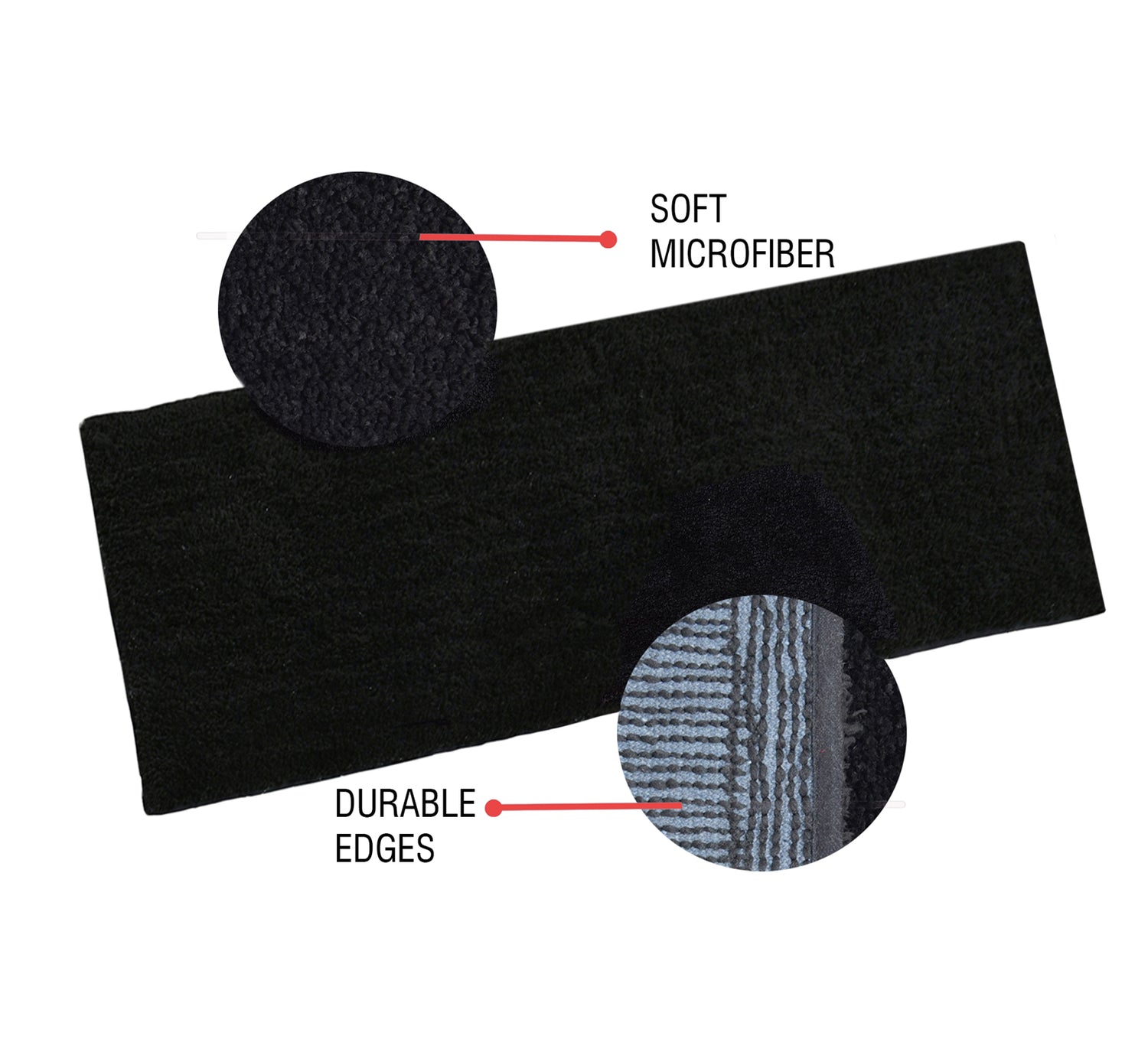 Soft Microfiber Moroccan Designer Anti Slip Runner, Black