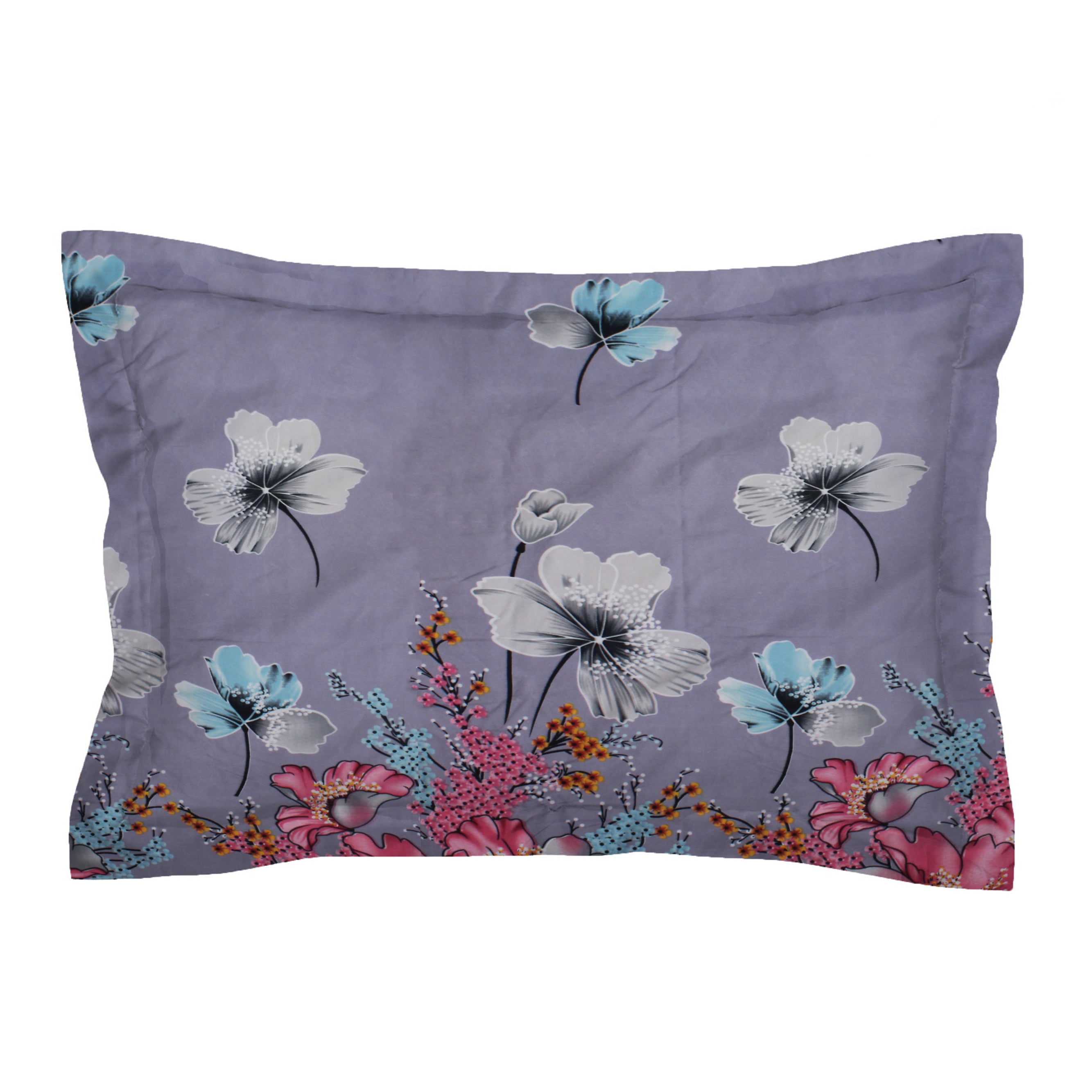 Glace Cotton Abstract Flat Fitted Bedsheet with 2 Pillow Covers