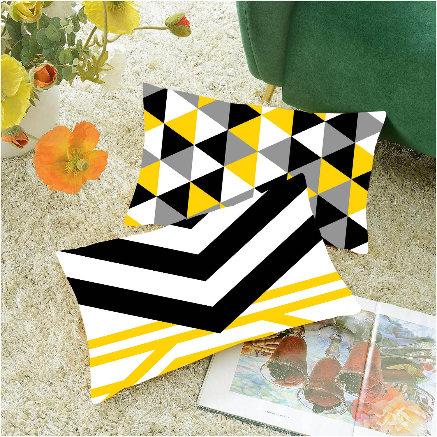 Set of 5 Decorative Hand Made Polyester Velvet Throw/Pillow Cushion Covers