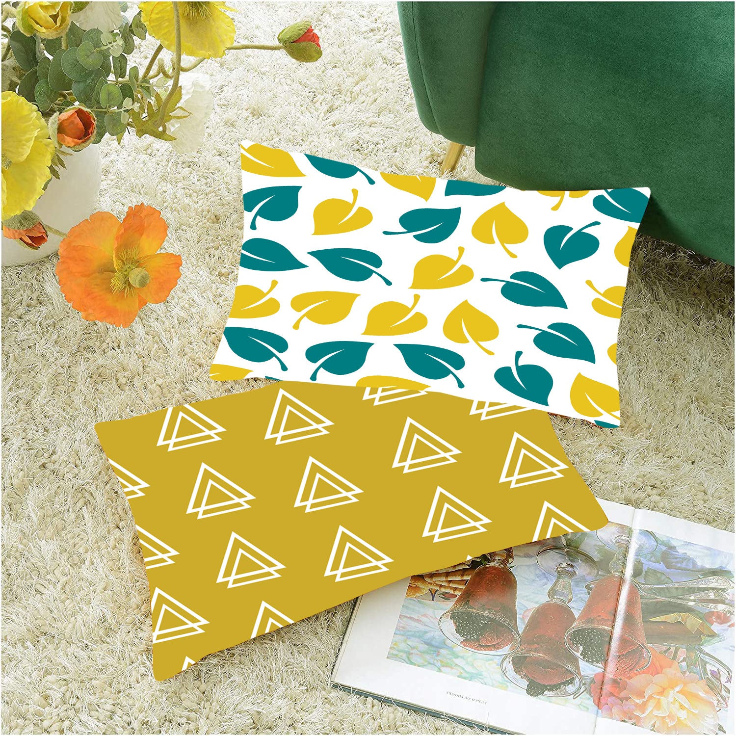 Set of 5 Jute Throw Pillow/Cushion Covers