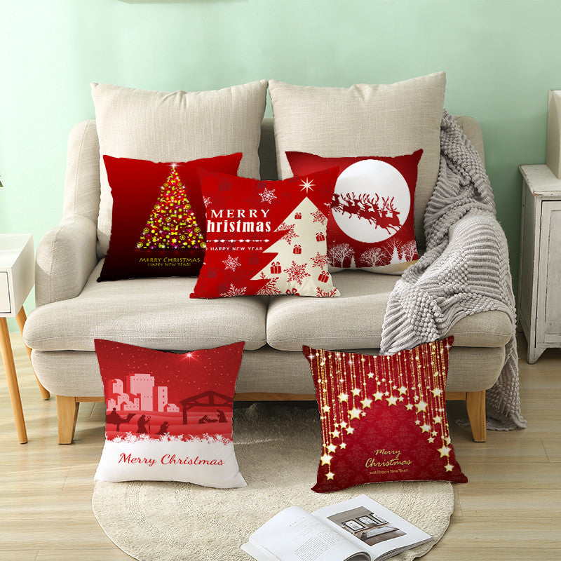 Set of 5 Christmas Designer Decorative Throw Pillow Cushion Covers