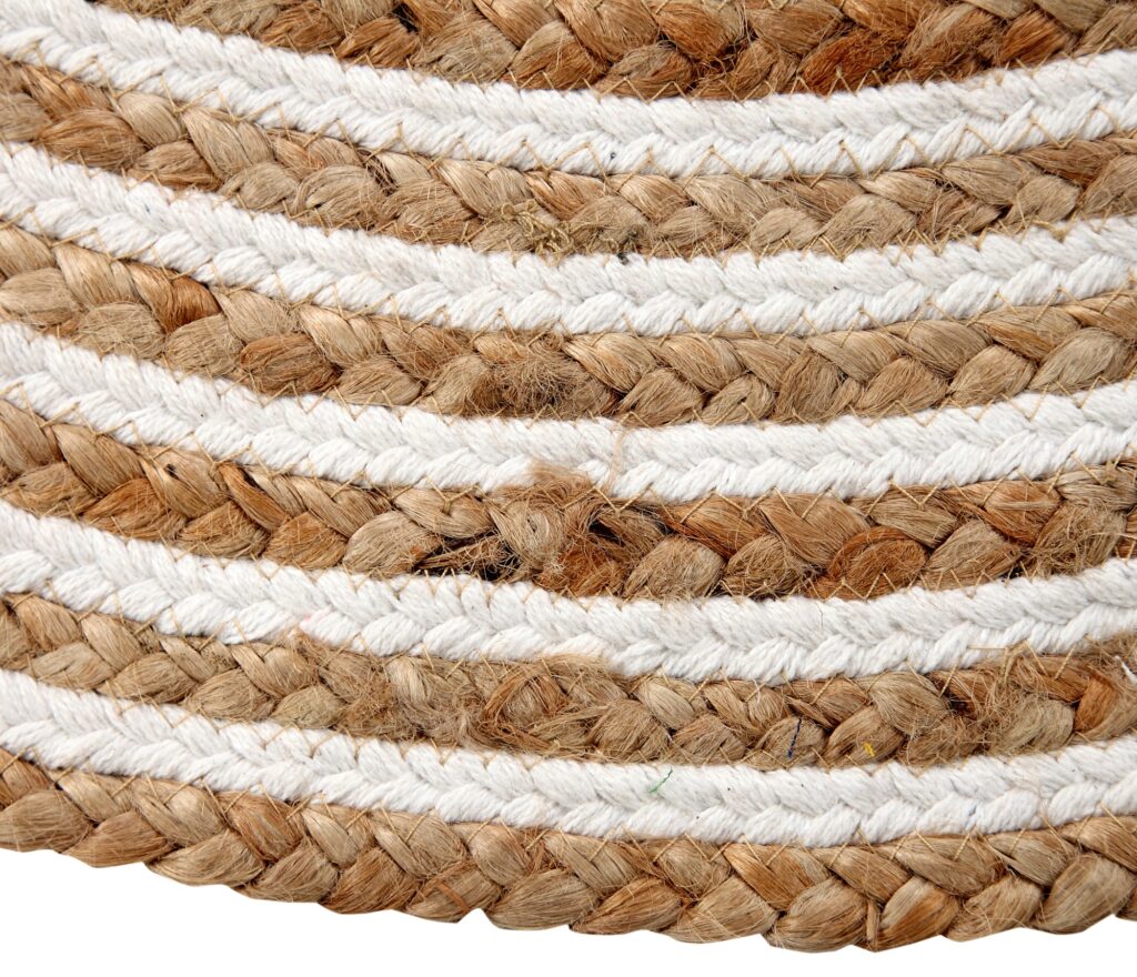 Jute and Cotton Round Braided Modern Floor Rug Carpet