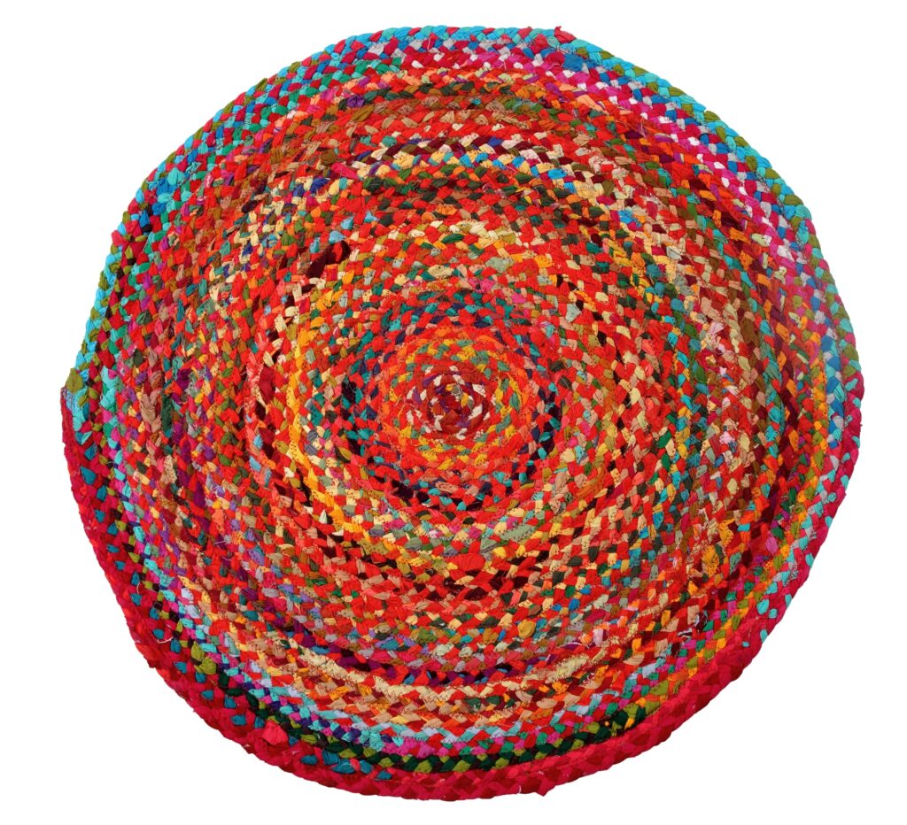Multicolor Cotton Chindi Round Braided Modern Floor Rug Carpet