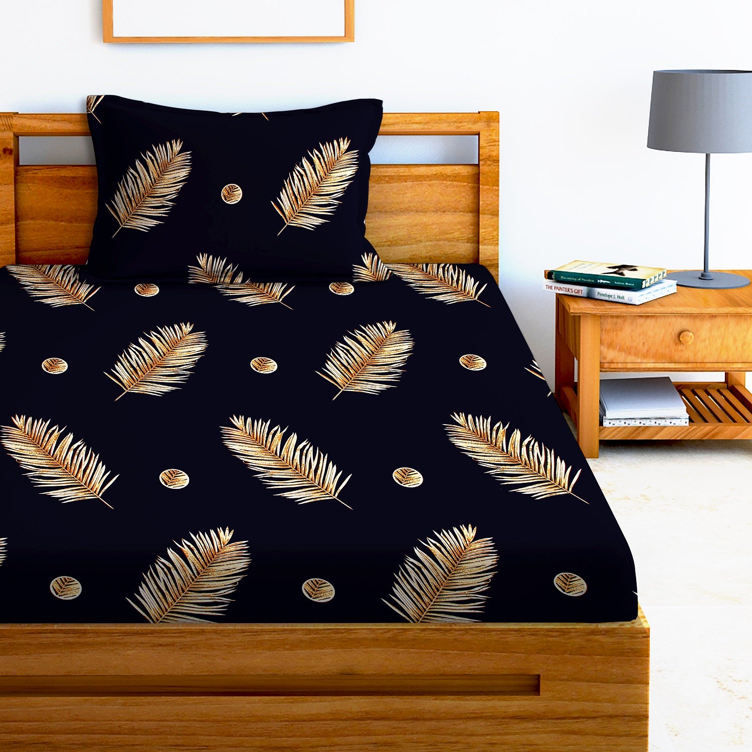 Glace Cotton Abstract Flat Single Bedsheet with 1 Pillow Cover
