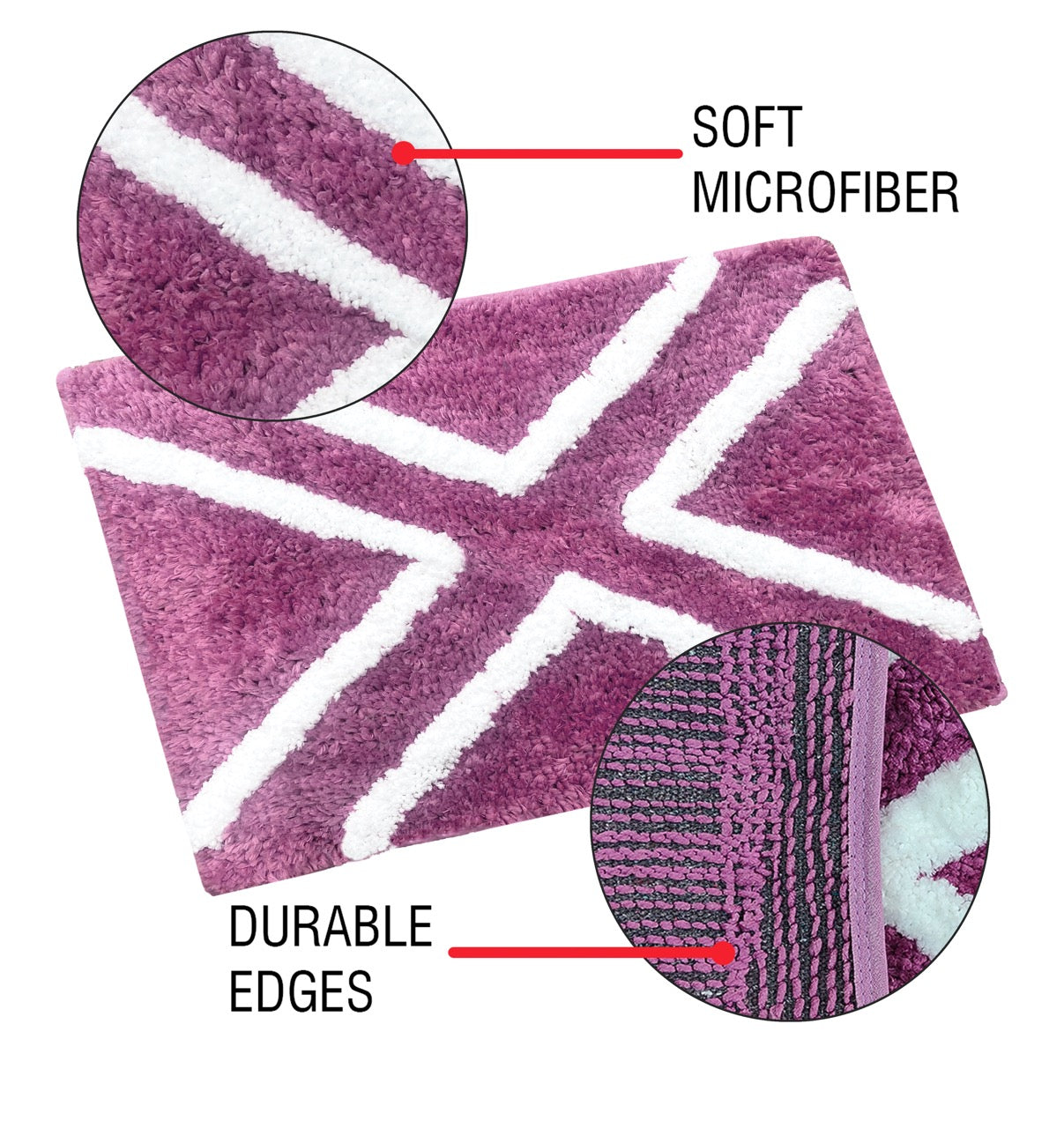 Glorious Super Soft Microfiber Anti Slip Bathmat, Wine