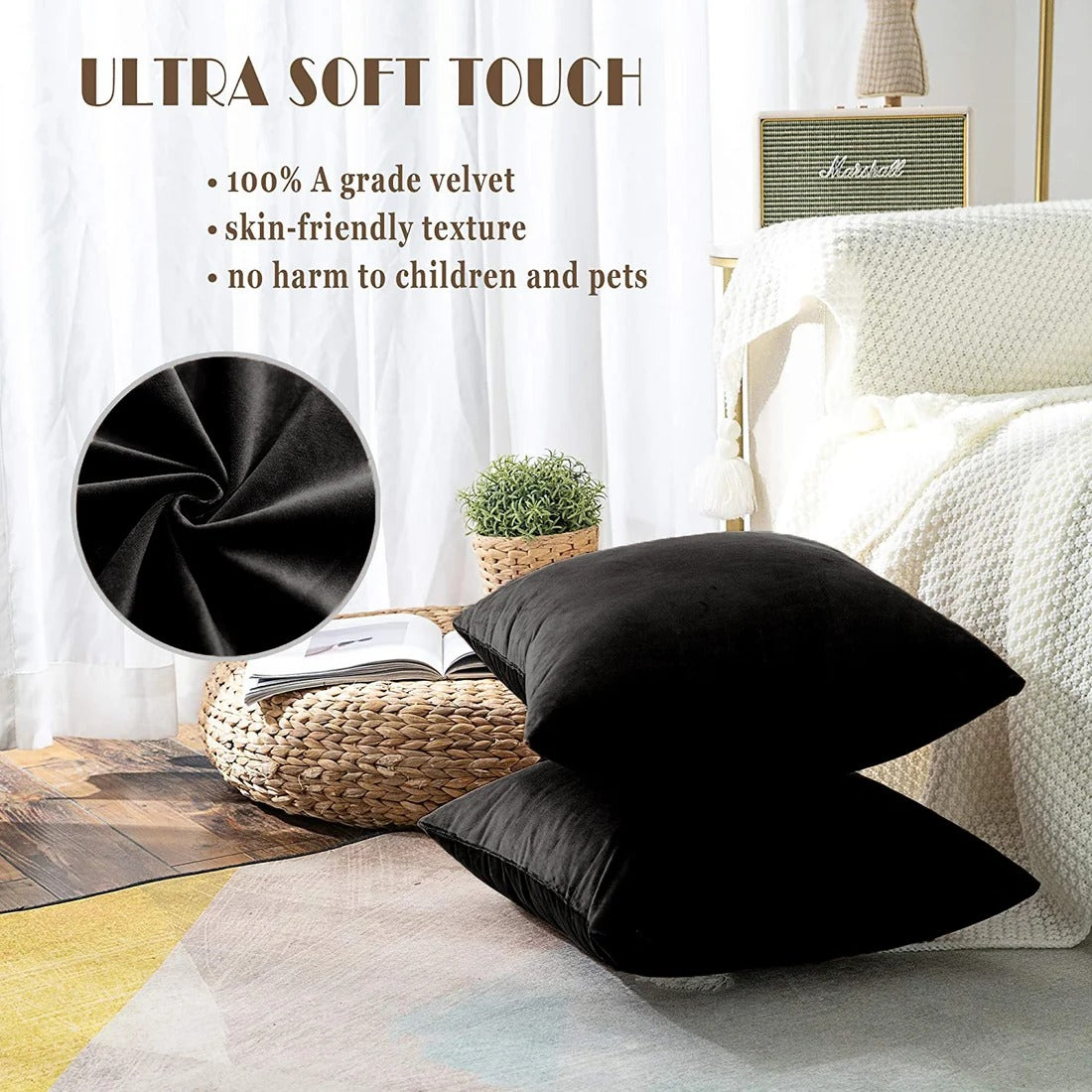 Premium Velvet Reversible Decorative Throw Pillow/Cushion Covers