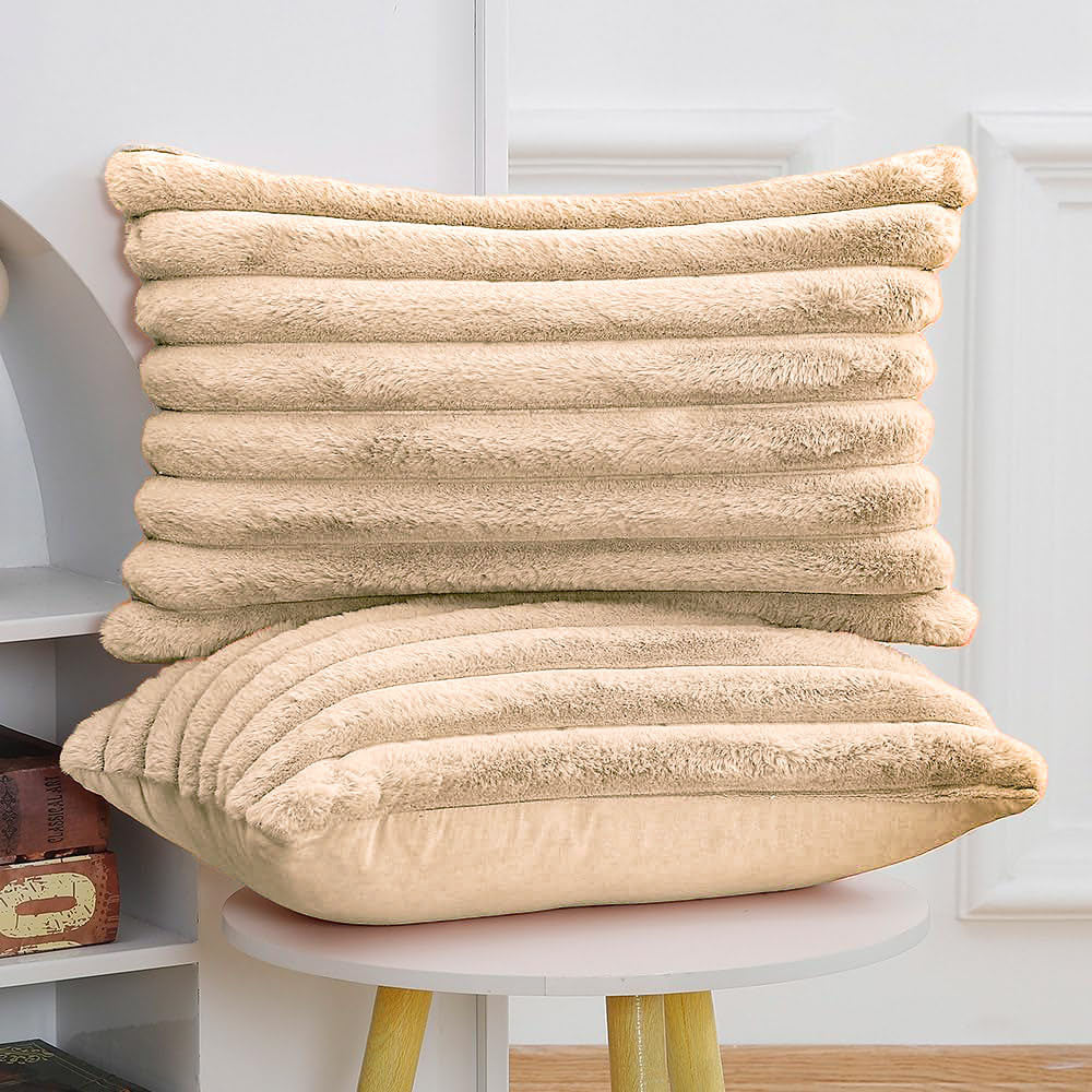 Set of 2 Premium Faux Rabbit Fur Plush Luxury Soft Fluffy Throw/Pillow Cushion Covers