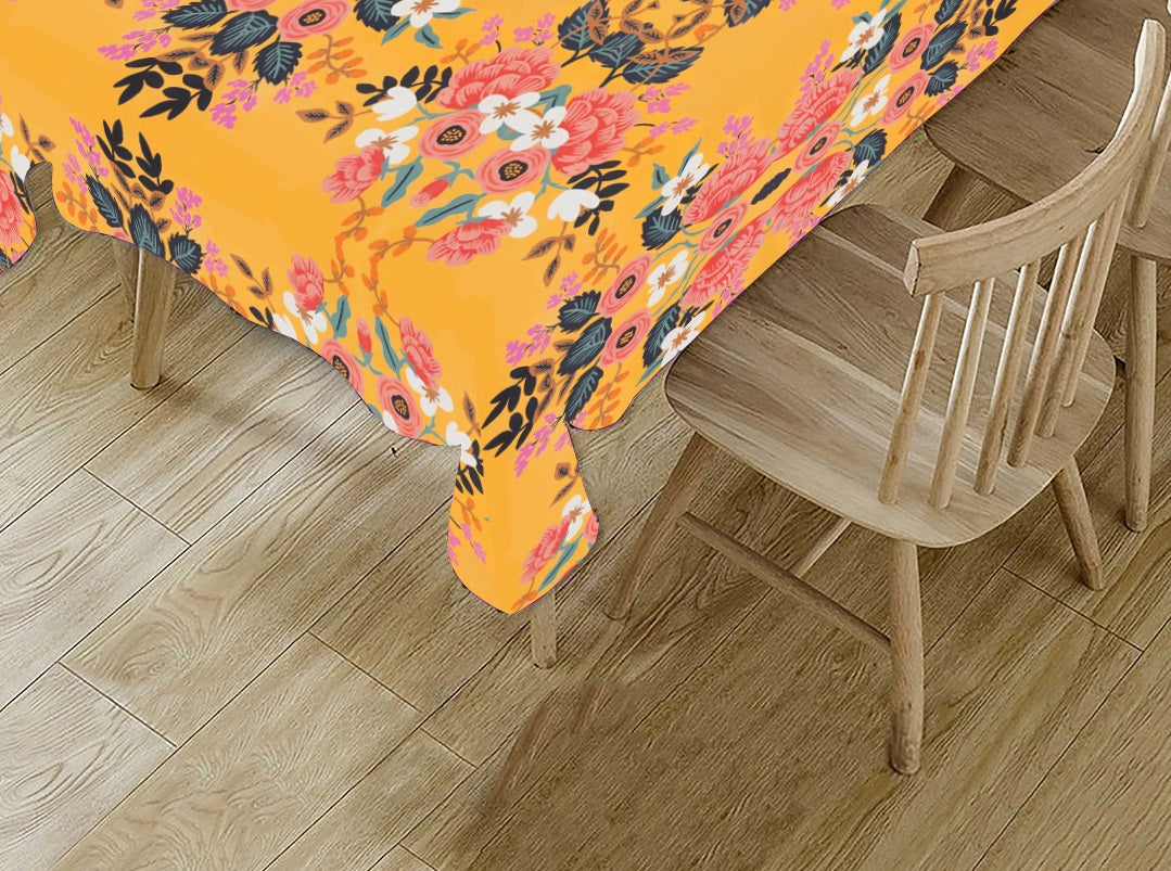 Yellow Floral HD Printed Modern Table Cover Cloth
