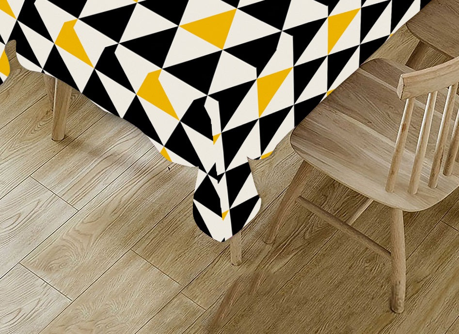 Yellow and Black Geometric HD Printed Modern Table Cover Cloth