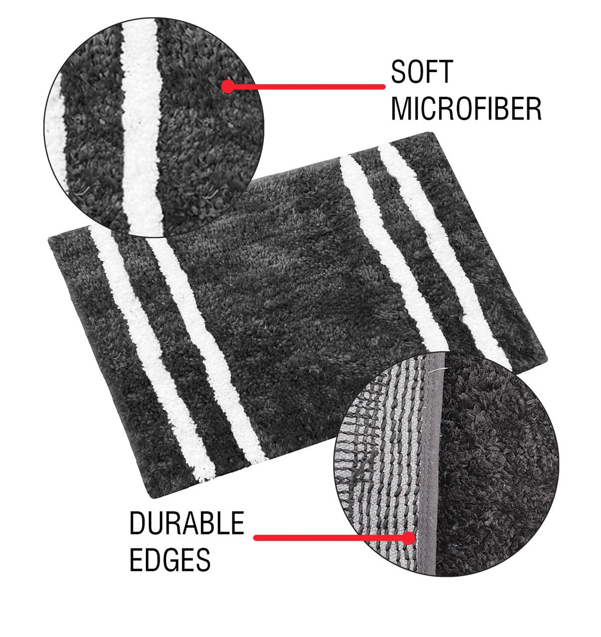 Glorious Super Soft Microfiber Anti Slip Bathmat, Grey