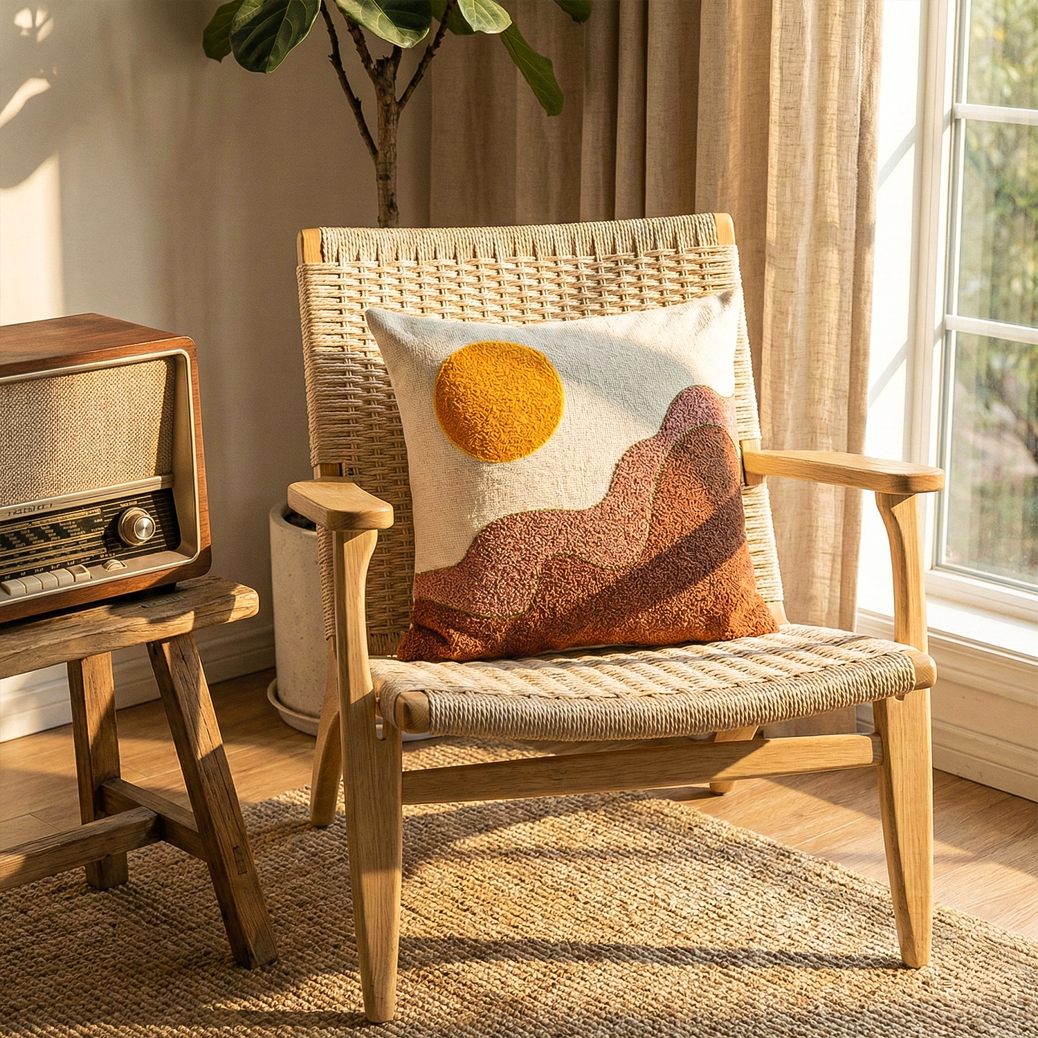 DESSERT DAWN Embroidered Cotton Cushion Cover 16x16