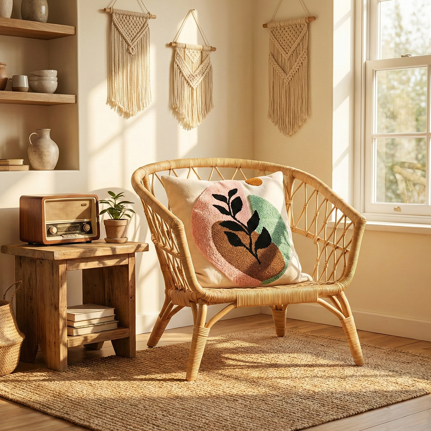 EDEN BLOOM Embroidered Cotton Cushion Cover 16x16