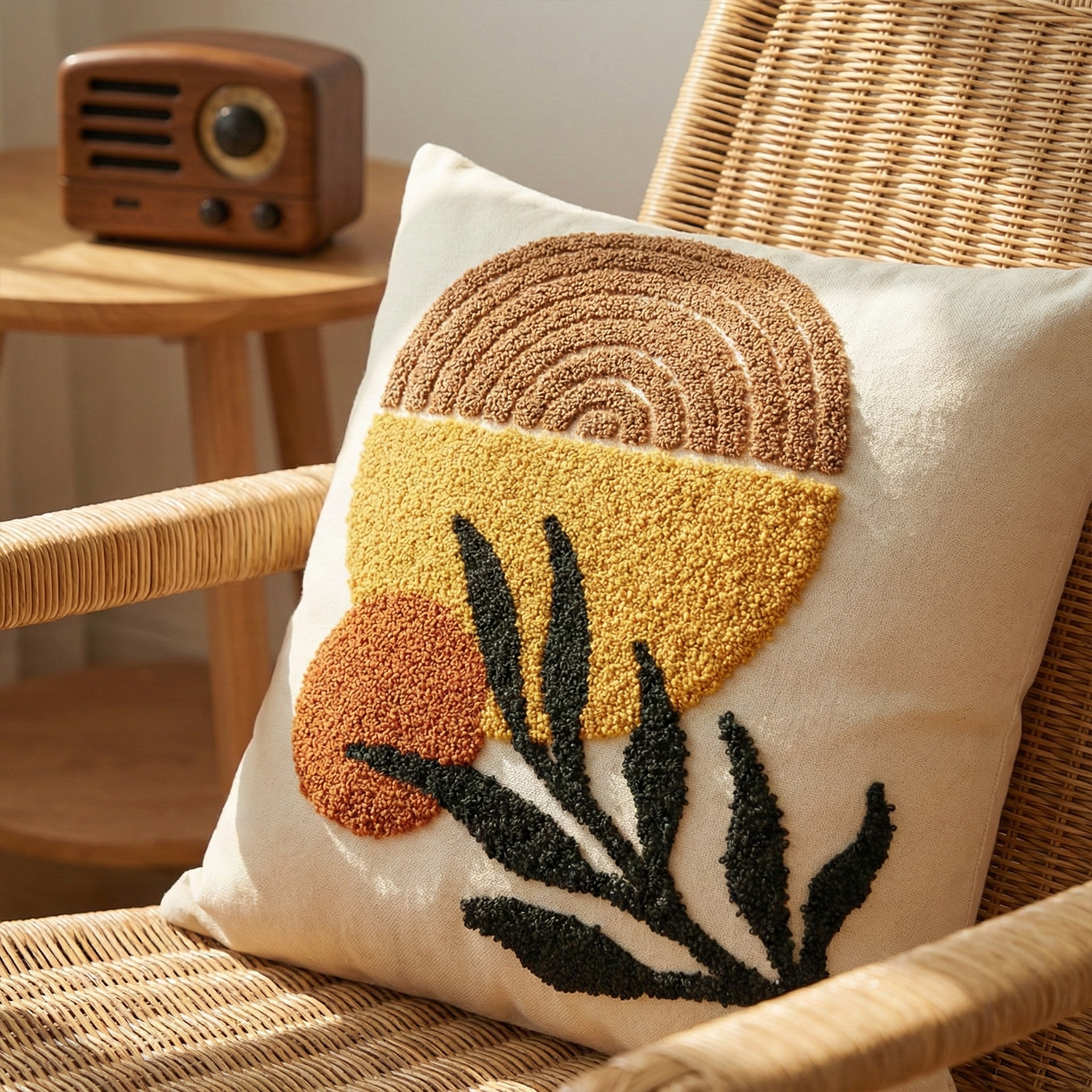 HARVEST FORM Embroidered Cotton Cushion Cover 16x16
