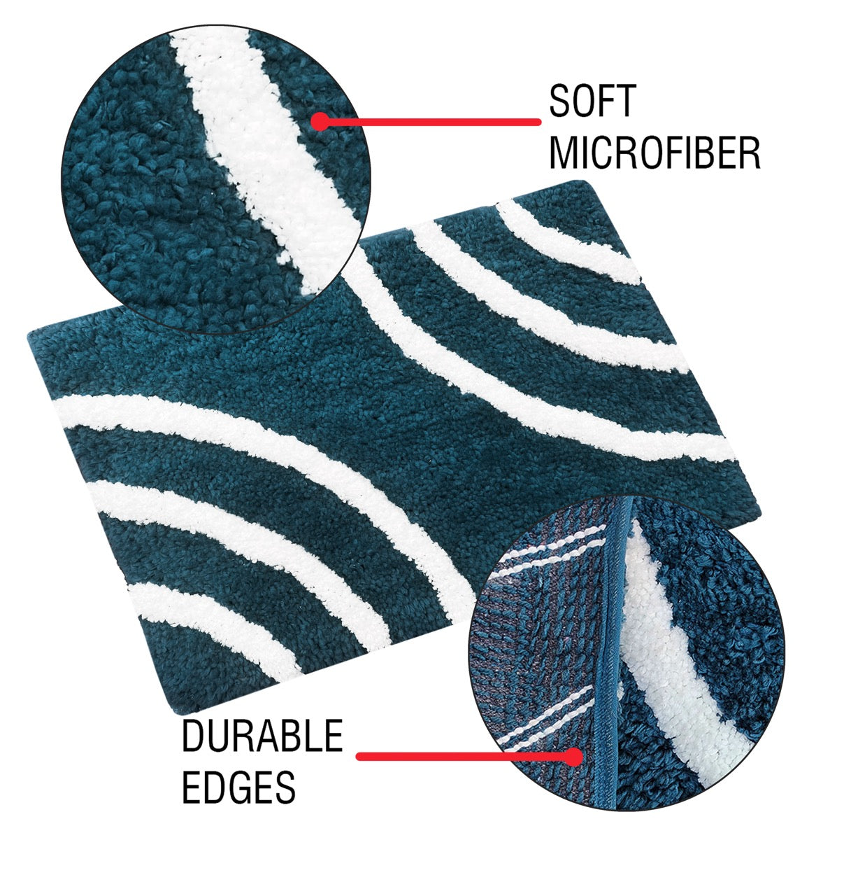 Glorious Super Soft Microfiber Anti Slip Bathmat, Teal