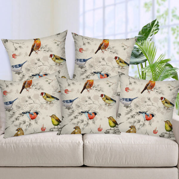 Set of 5 Jute Throw Pillow/Cushion Covers – Beige