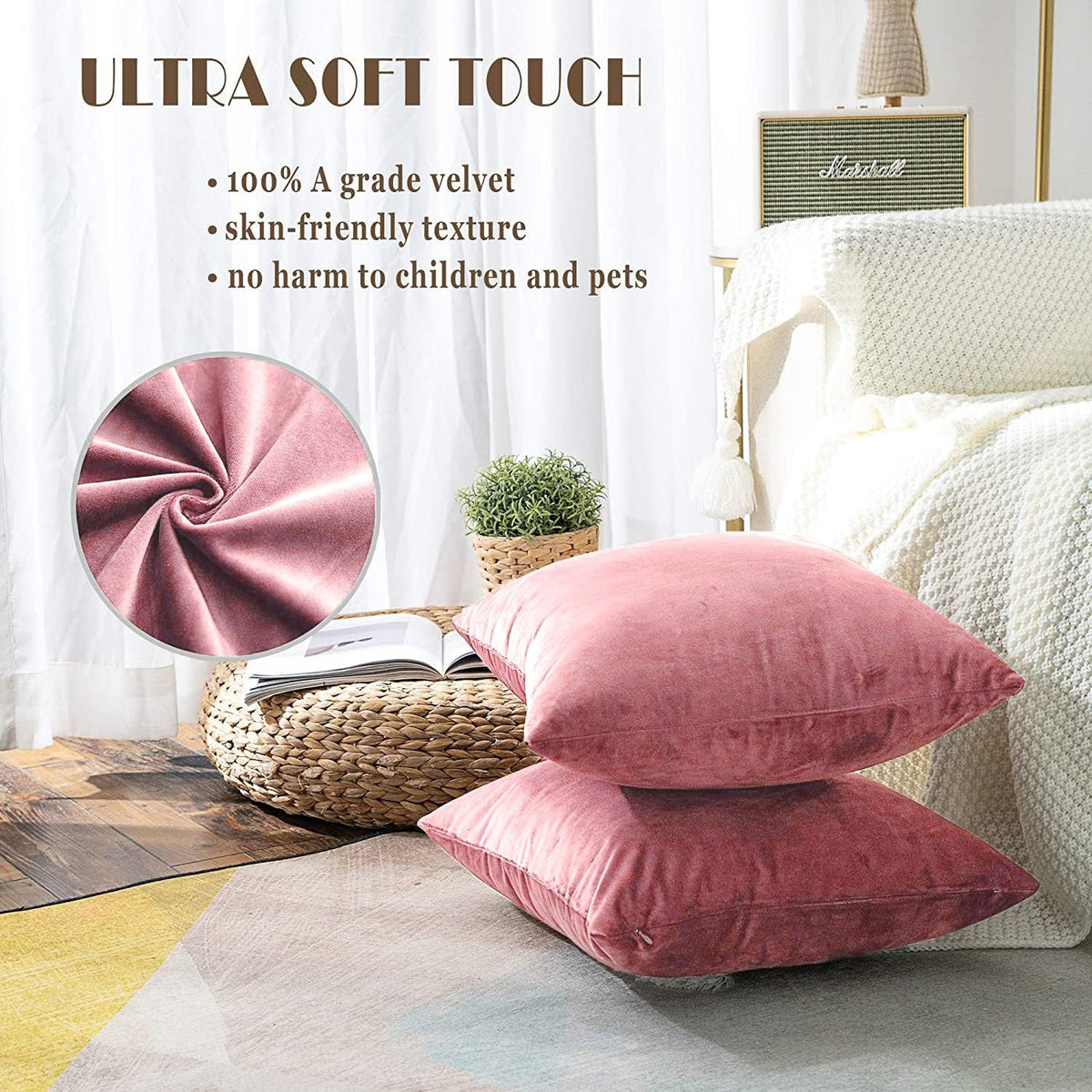 Premium Velvet Reversible Decorative Throw Pillow/Cushion Covers