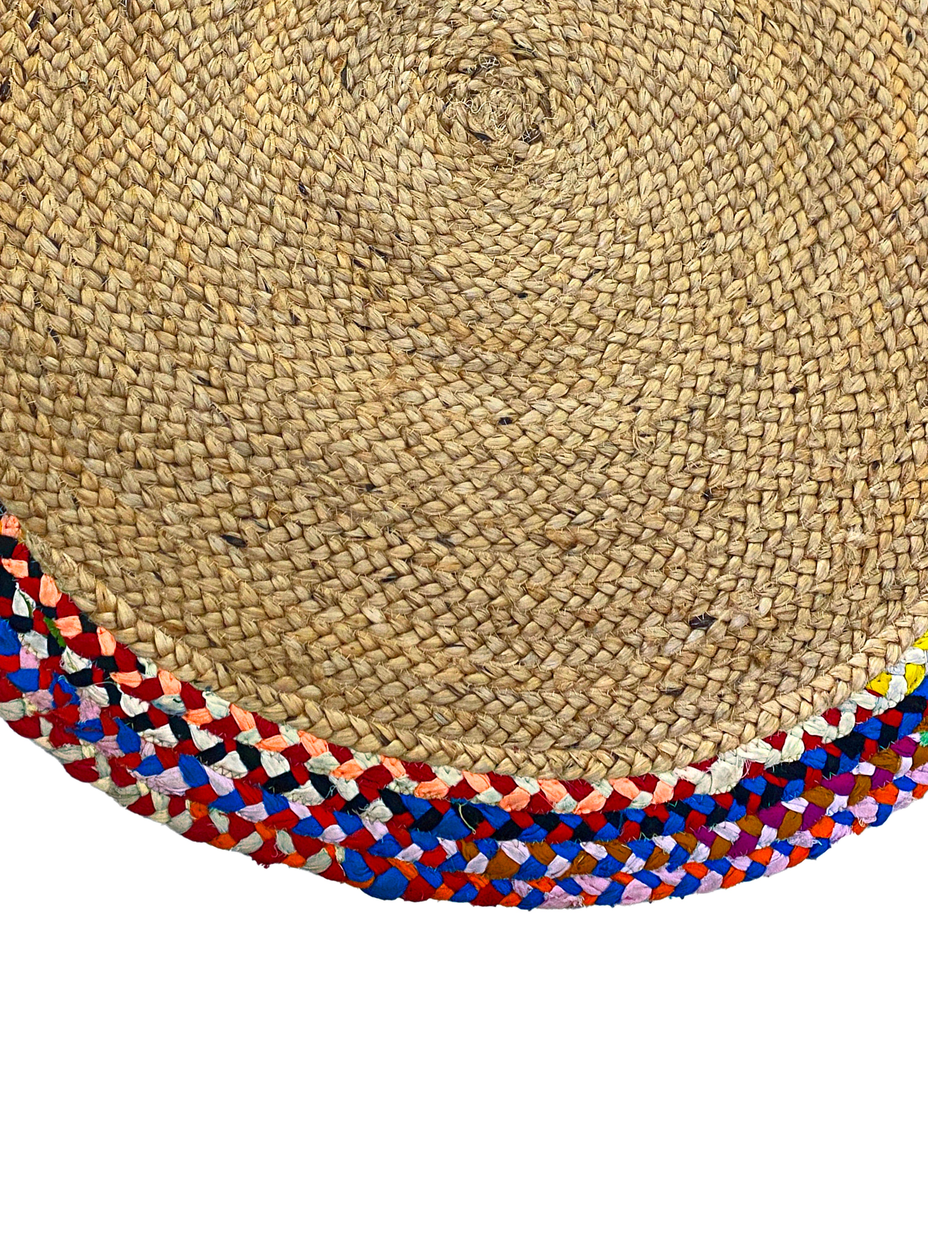 Jute and Cotton Round Braided Modern Floor Rug Carpet