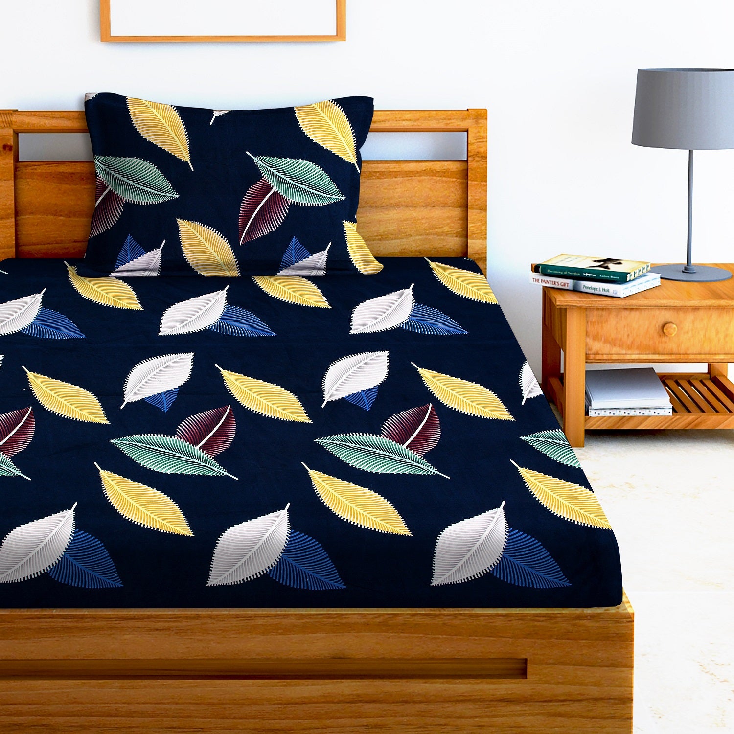 Glace Cotton Abstract Flat Single Bedsheet with 1 Pillow Cover
