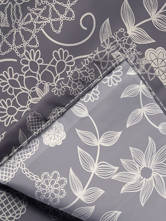 Premium Grey Floral Glace Cotton 300 TC King Bedsheet with 2 Pillow Covers