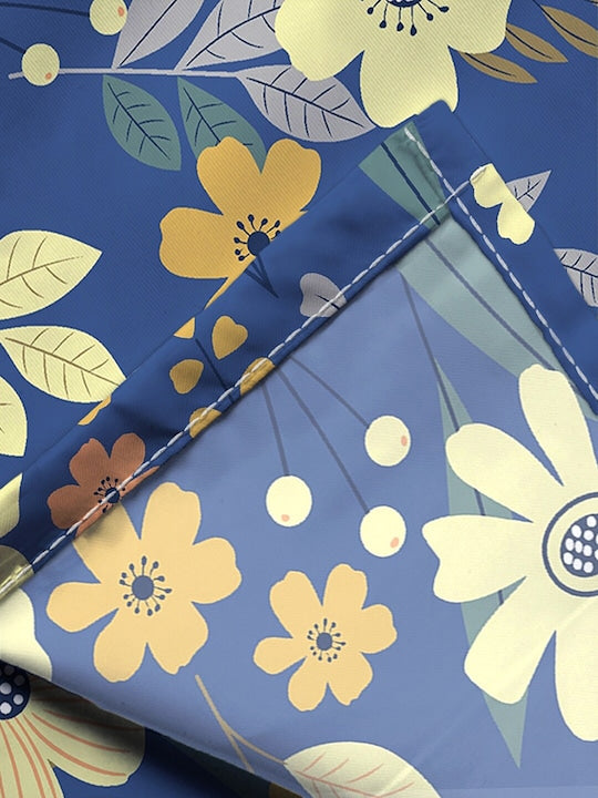 Premium Blue Floral Glace Cotton 300 TC King Bedsheet with 2 Pillow Covers