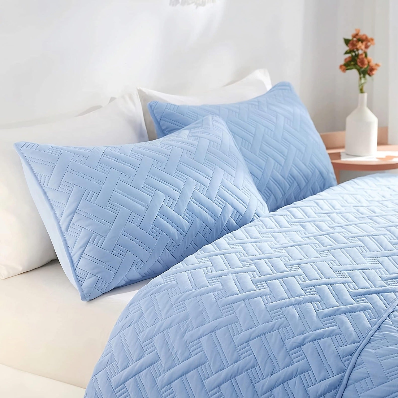 AEROHAVEN Glace Cotton Solid Bedsheet Set – Aqua, Double Bed