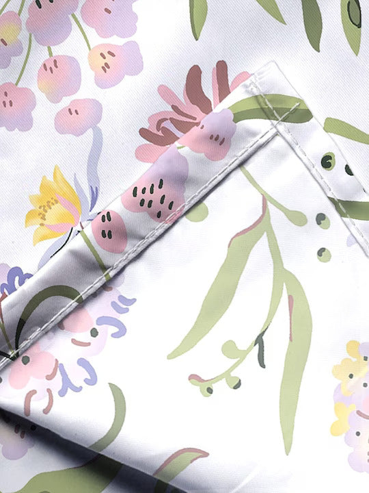 Premium White Floral Glace Cotton 300 TC King Bedsheet with 2 Pillow Covers