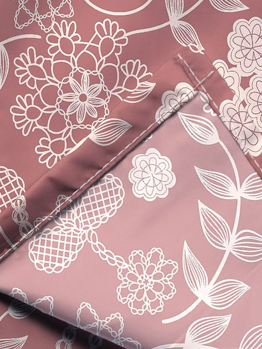 Premium Red & White Floral Cotton 300 TC King Bedsheet With 2 Pillow Covers