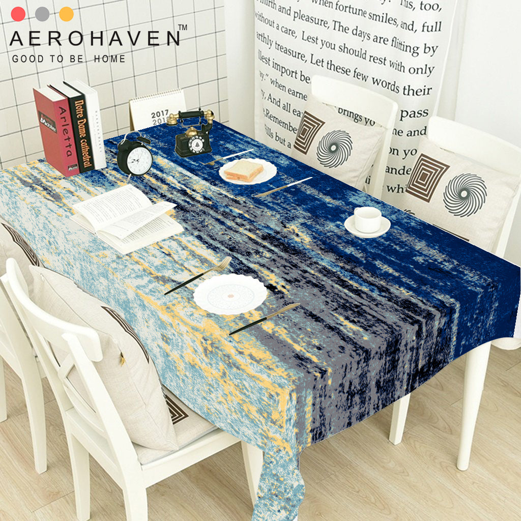 Blue Abstract Polyster Table Cover Cloth