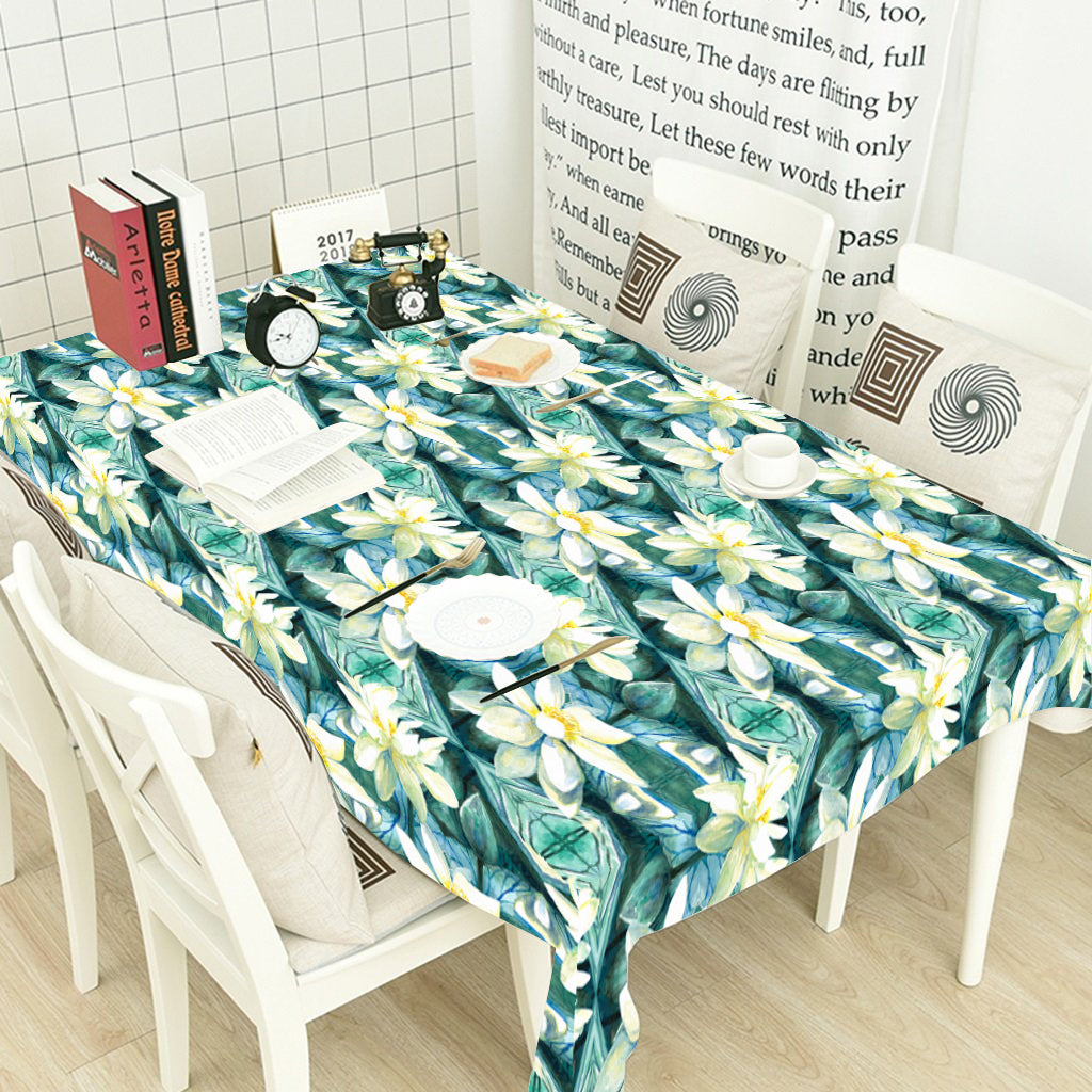 Blue Floral Polyster Table Cover Cloth