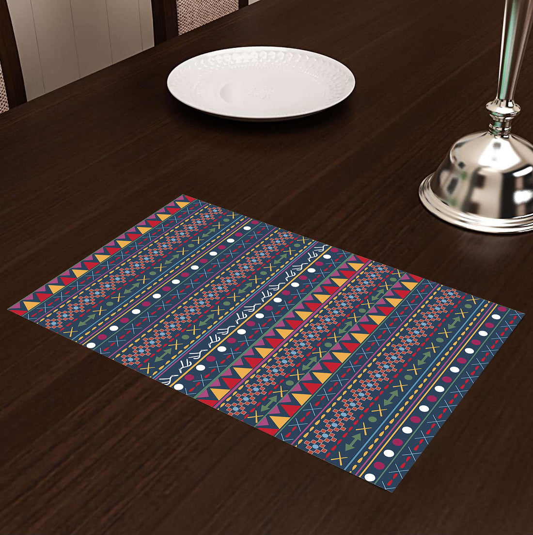 Blue Geometric HD Printed 4 Pcs Table Place Mat