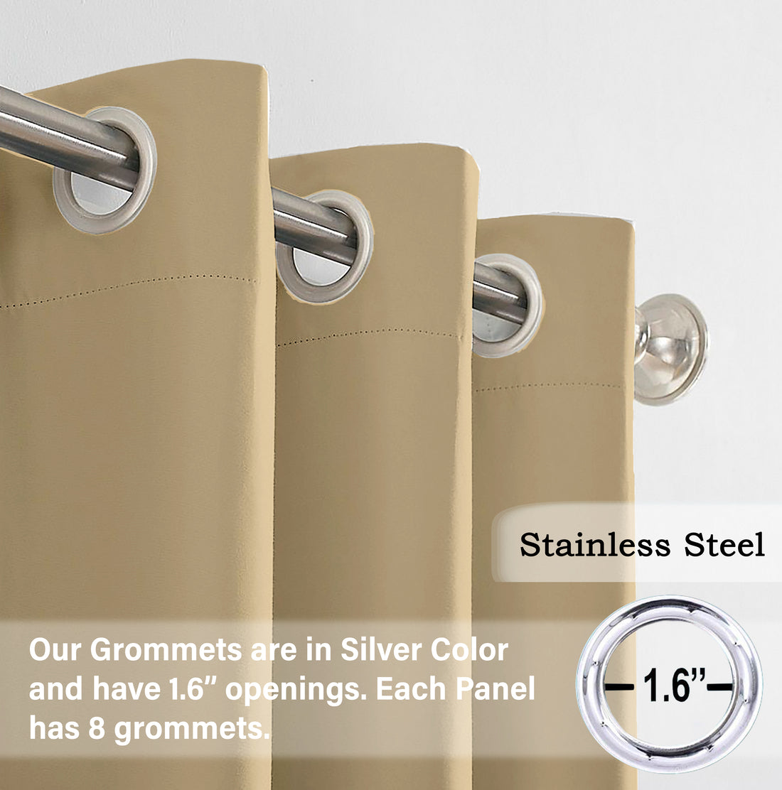 Set of 2 Blackout Solid Polyester Grommet Curtains
