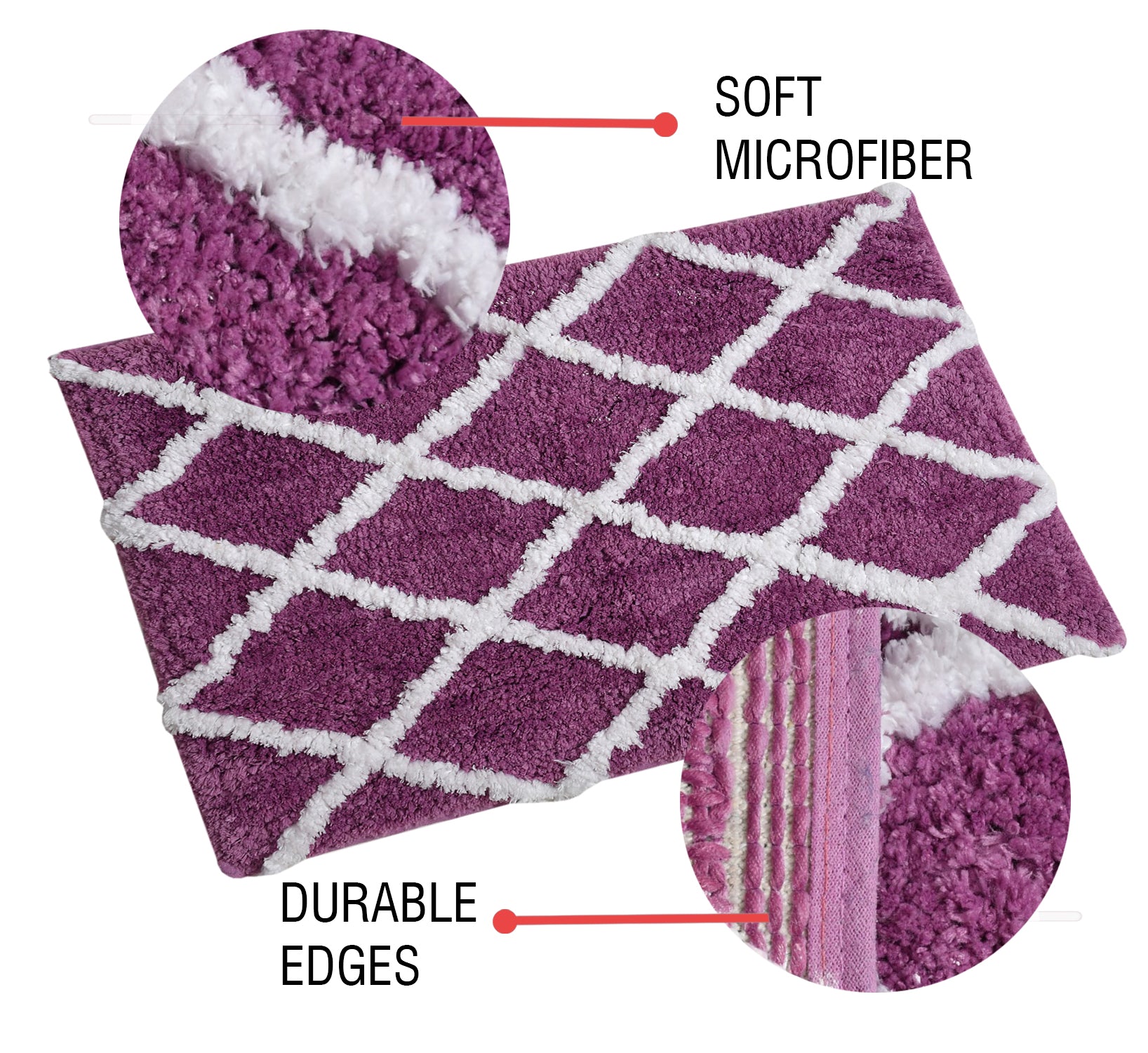 Glorious Super Soft Microfiber Anti Slip Bathmat, Wine