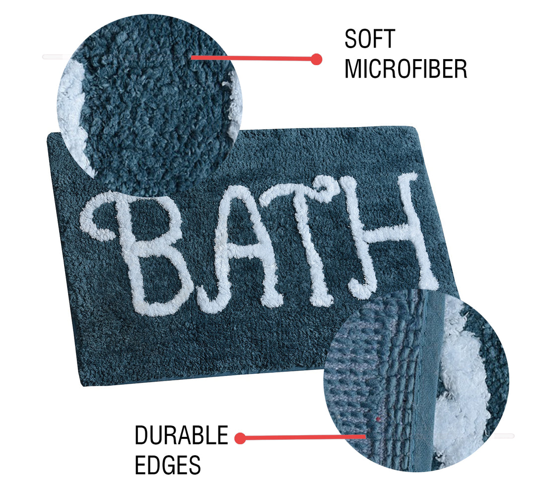 Premium Microfiber Modern Anti Slip Bathmat, Teal