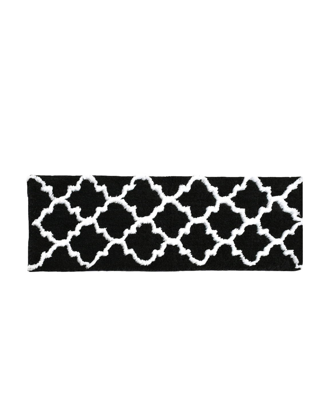 Soft Microfiber Abstract Moroccan Designer Anti Slip Runner, Black
