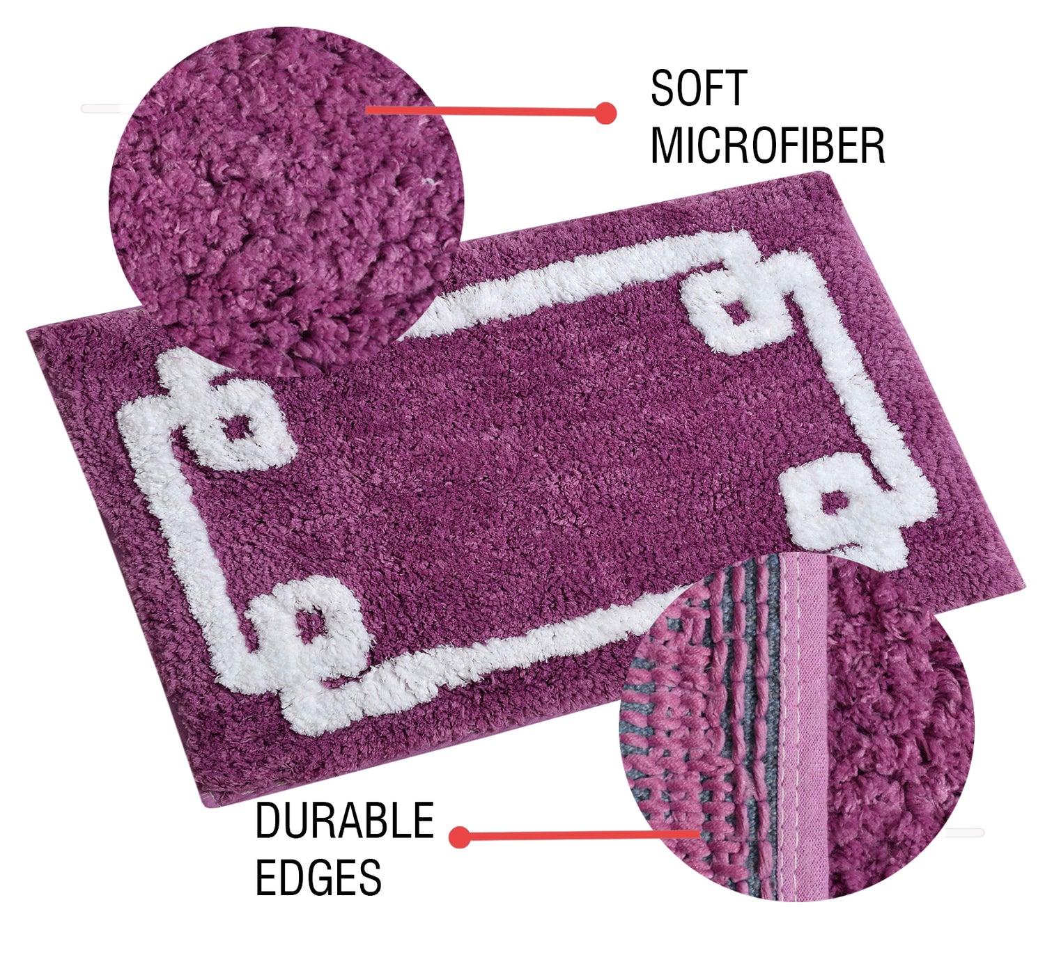 Glorious Super Soft Microfiber Anti Slip Bathmat, Wine