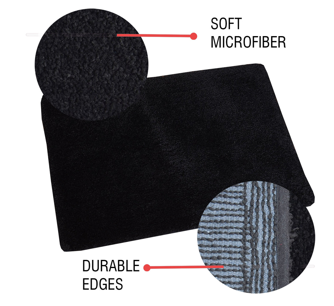 Soft Microfiber Anti Slip Bathmat, Black