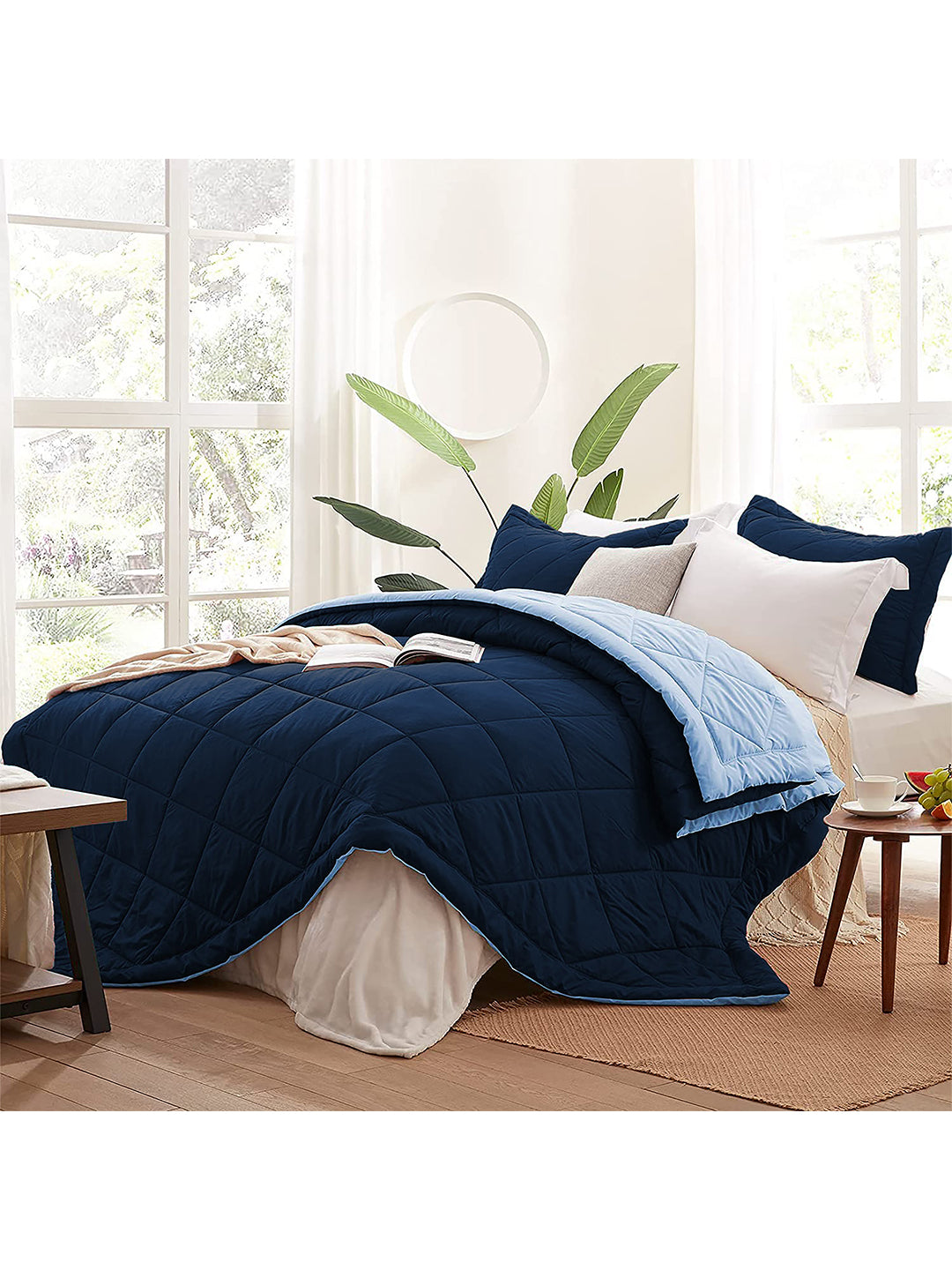 AEROHAVEN 220 GSM Microfiber All-Weather Solid Colour Bed Reversible Comforter AC Quilt Blanket