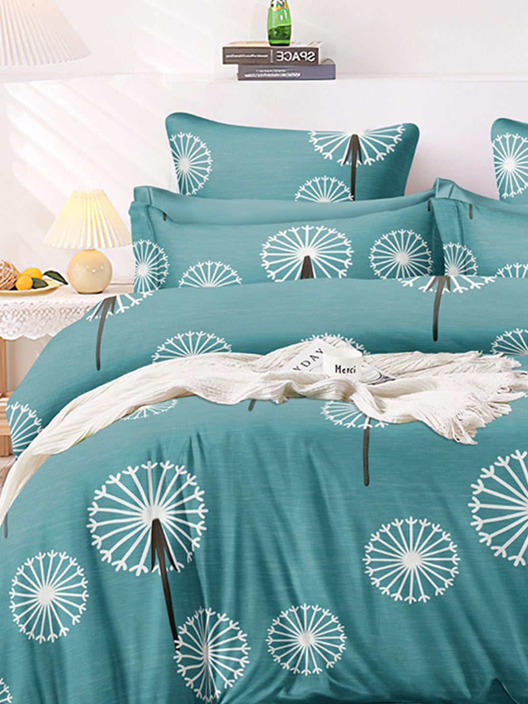 Premium Blue & Yellow Floral Glace Cotton 300 TC King Bedsheet with 2 Pillow Covers