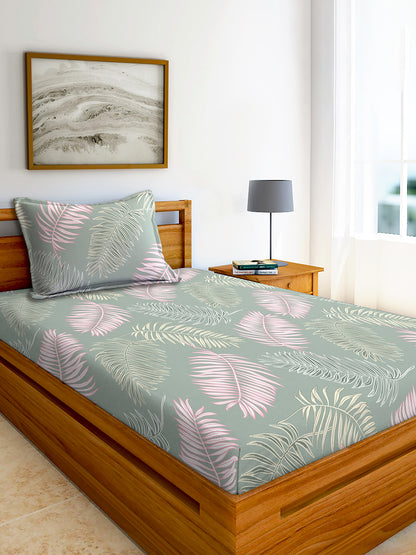 Glace Cotton Abstract Flat Single Bedsheet with 1 Pillow Cover