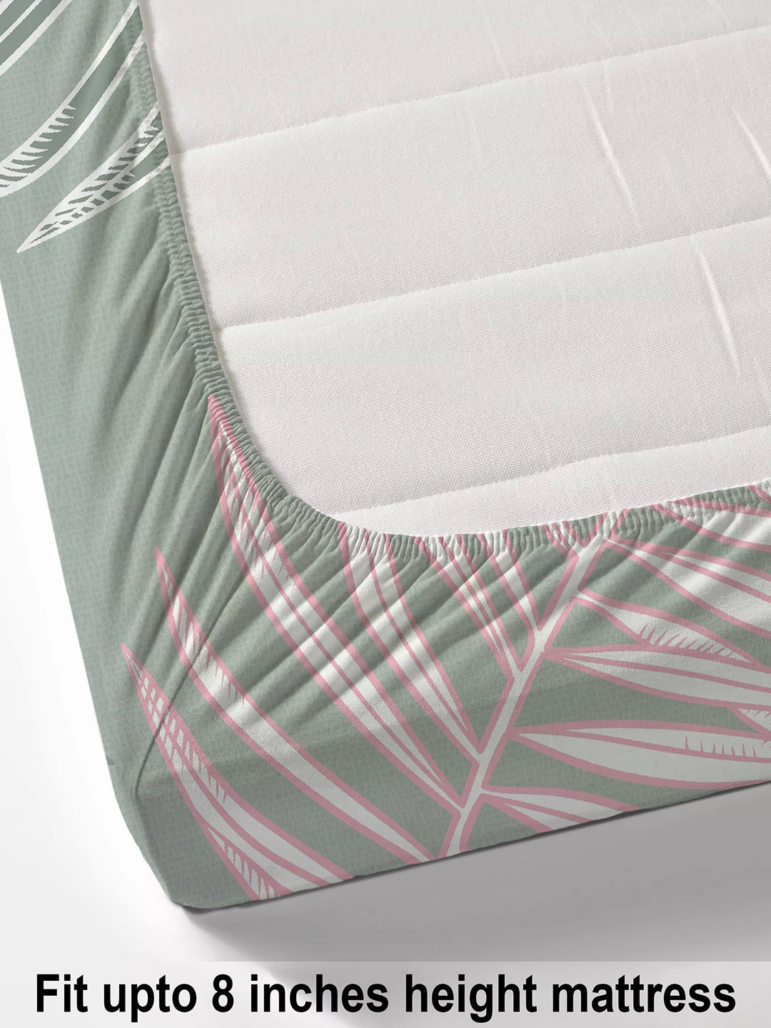 Glace Cotton Abstract Flat Fitted Bedsheet with 2 Pillow Covers