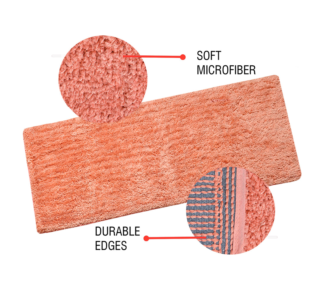 Soft Microfiber Moroccan Designer Anti Slip Runner, Peach